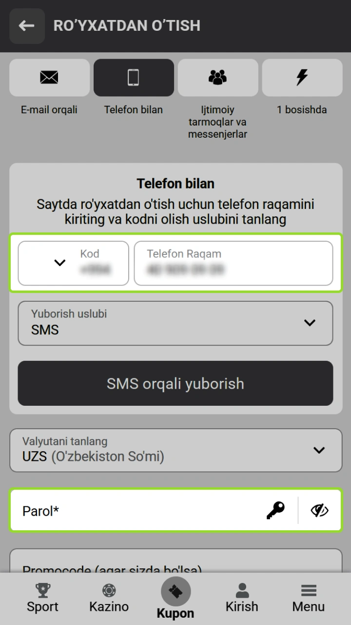 WinWin platformasida ma'lumotlaringizni kiriting va bugun omadingizni sinab ko'ring.