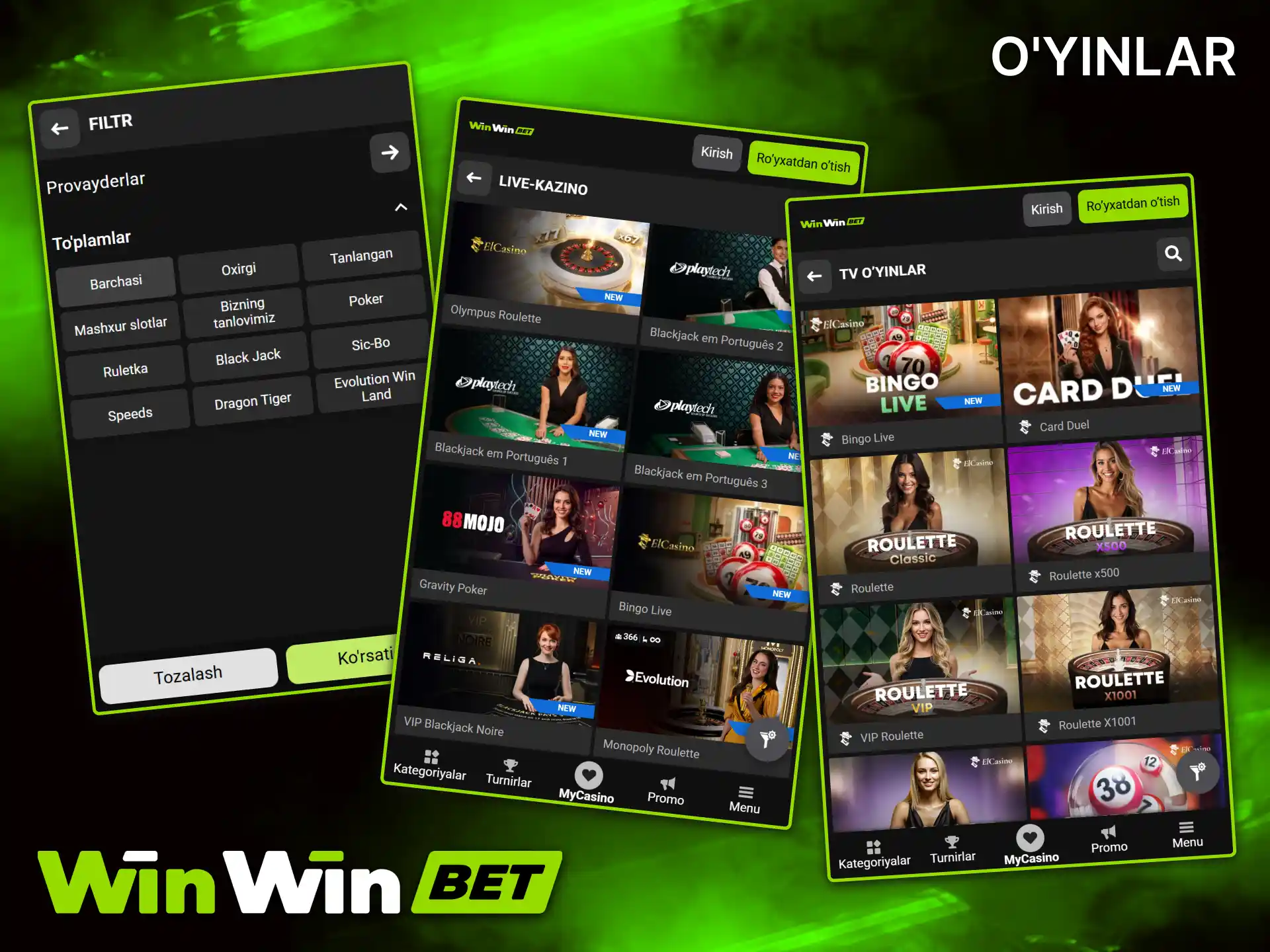 WinWin Casino'da jonli dilerlik o'yinlarini o'ynang va haqiqiy dilerlar bilan yutib oling.