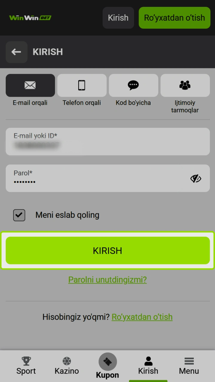 WinWin platformasida tizimga kiring va eng yaxshi o'yinlarda omadingizni sinab ko'ring.