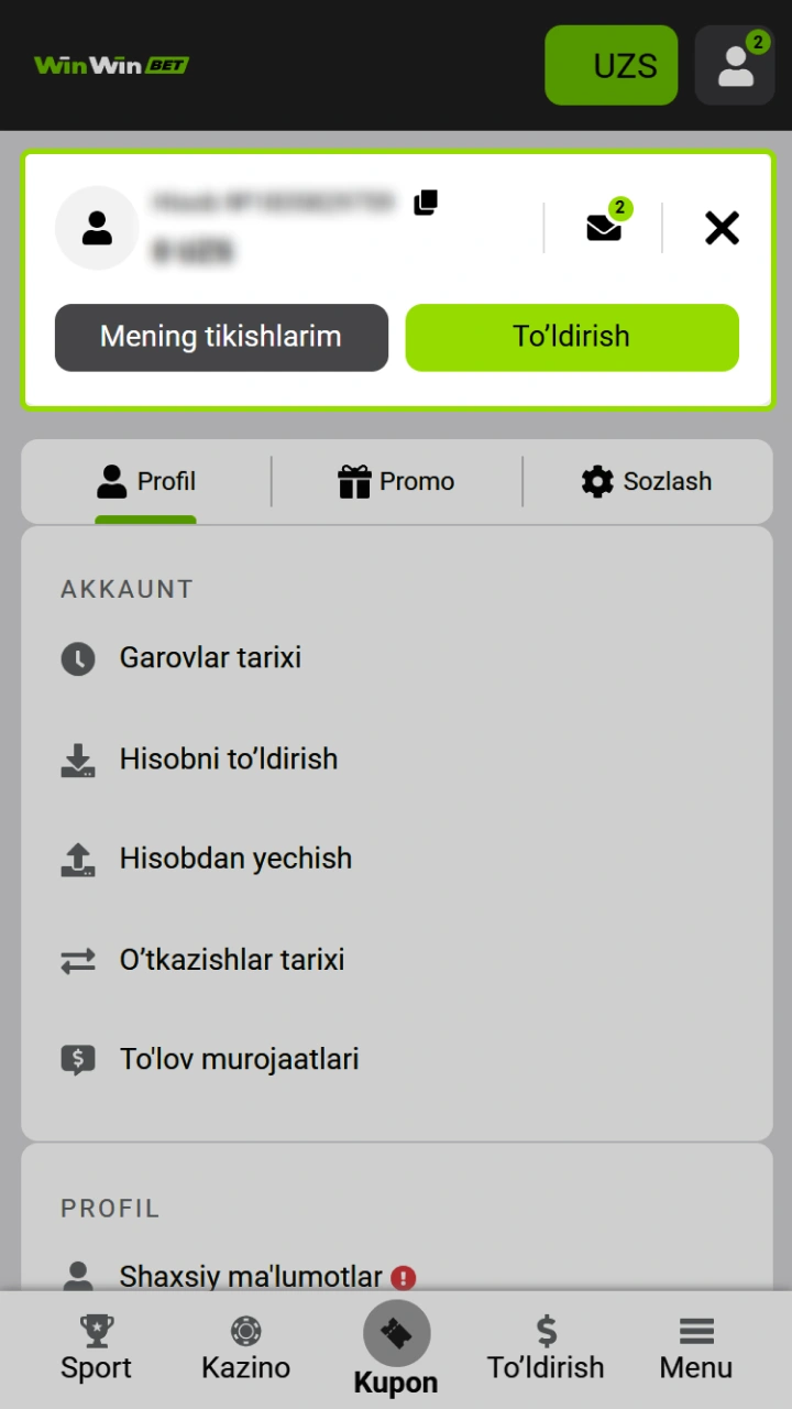 WinWin hisobingizdagi qoldiqni tekshiring va bonuslar bilan o'ynashni boshlang.