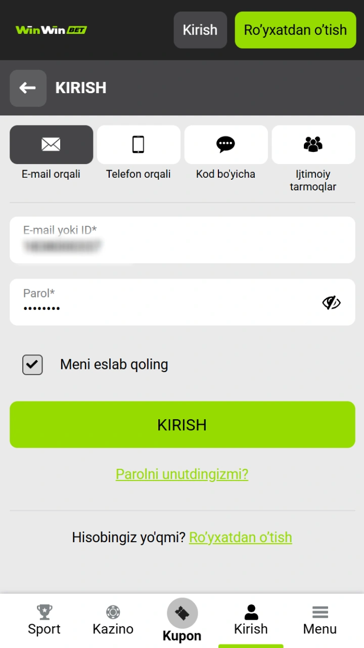 WinWin veb-saytiga kiring va promo-kodlardan foydalanib katta sovrinlarni yutib oling.