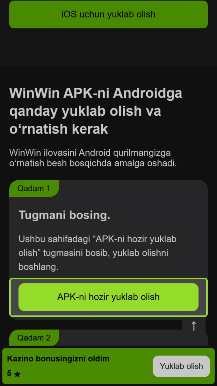 WinWin APK faylini Android qurilmangizga yuklab oling.