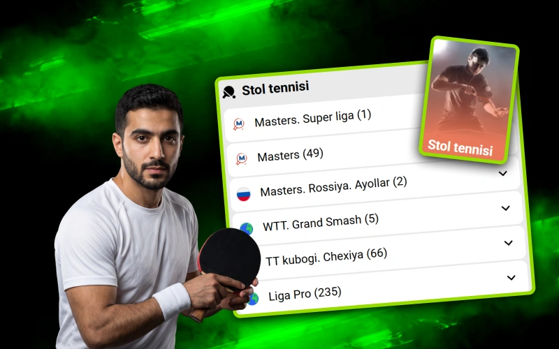 WinWin tikish platformasida stol tennisi o'yinlariga pul tiking va yutib oling.